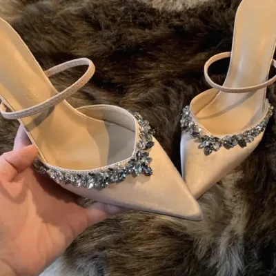  BAOTOU SLINGBACK HIGH HEELS SATIN ELEGANT